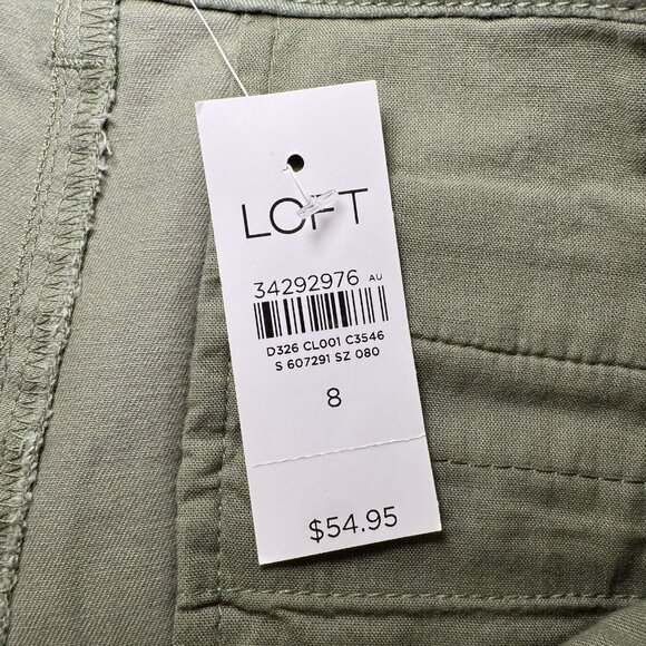 LOFT The Monroe 4”Chino Flat Front Casual Shorts, size 8 Olive Green - Picture 7 of 8